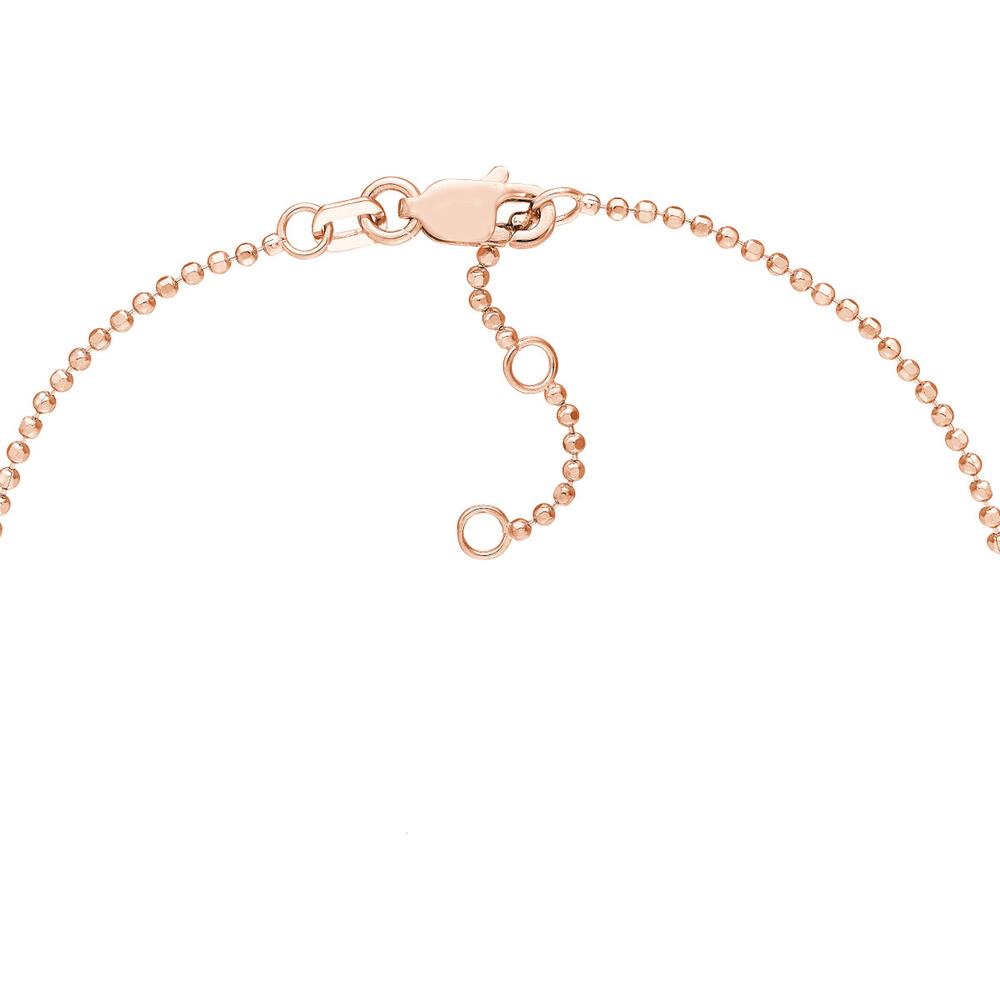 Olas d'Oro - 14K Rose Gold Adjustable Diamond Cut Beaded Chain Bracelet with 0.03 Carat Diamond