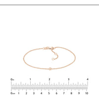 Olas d'Oro - 14K Rose Gold Adjustable Diamond Cut Beaded Chain Bracelet with 0.03 Carat Diamond