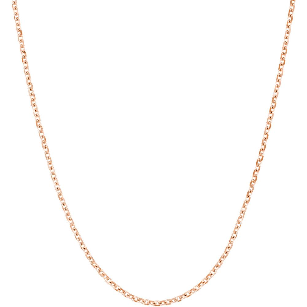 Olas d'Oro - 14K Rose Gold Adjustable Diamond-Cut Cable Chain Necklace with Lobster Clasp 18 Inch Length