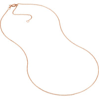 Olas d'Oro - 14K Rose Gold Adjustable Diamond-Cut Cable Chain Necklace with Lobster Clasp 18 Inch Length