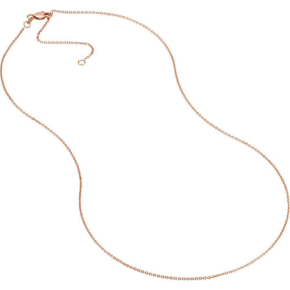 Olas d'Oro - 14K Rose Gold Adjustable Diamond-Cut Cable Chain Necklace with Lobster Clasp 18 Inch Length