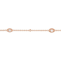 Olas d'Oro - 14K Rose Gold Adjustable Diamond Marquise Bezel Bracelet - 0.12 Carat Total Diamond Weight