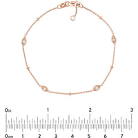 Olas d'Oro - 14K Rose Gold Adjustable Diamond Marquise Bezel Bracelet - 0.12 Carat Total Diamond Weight