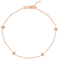 Olas d'Oro - 14K Rose Gold Adjustable Diamond Star Bezel Bracelet - 0.12 Carat Total Diamond Weight