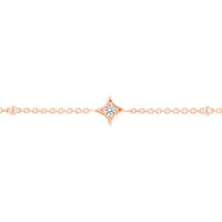 Olas d'Oro - 14K Rose Gold Adjustable Diamond Star Bezel Bracelet - 0.12 Carat Total Diamond Weight
