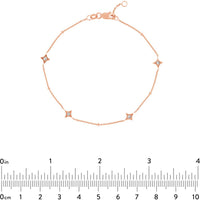 Olas d'Oro - 14K Rose Gold Adjustable Diamond Star Bezel Bracelet - 0.12 Carat Total Diamond Weight