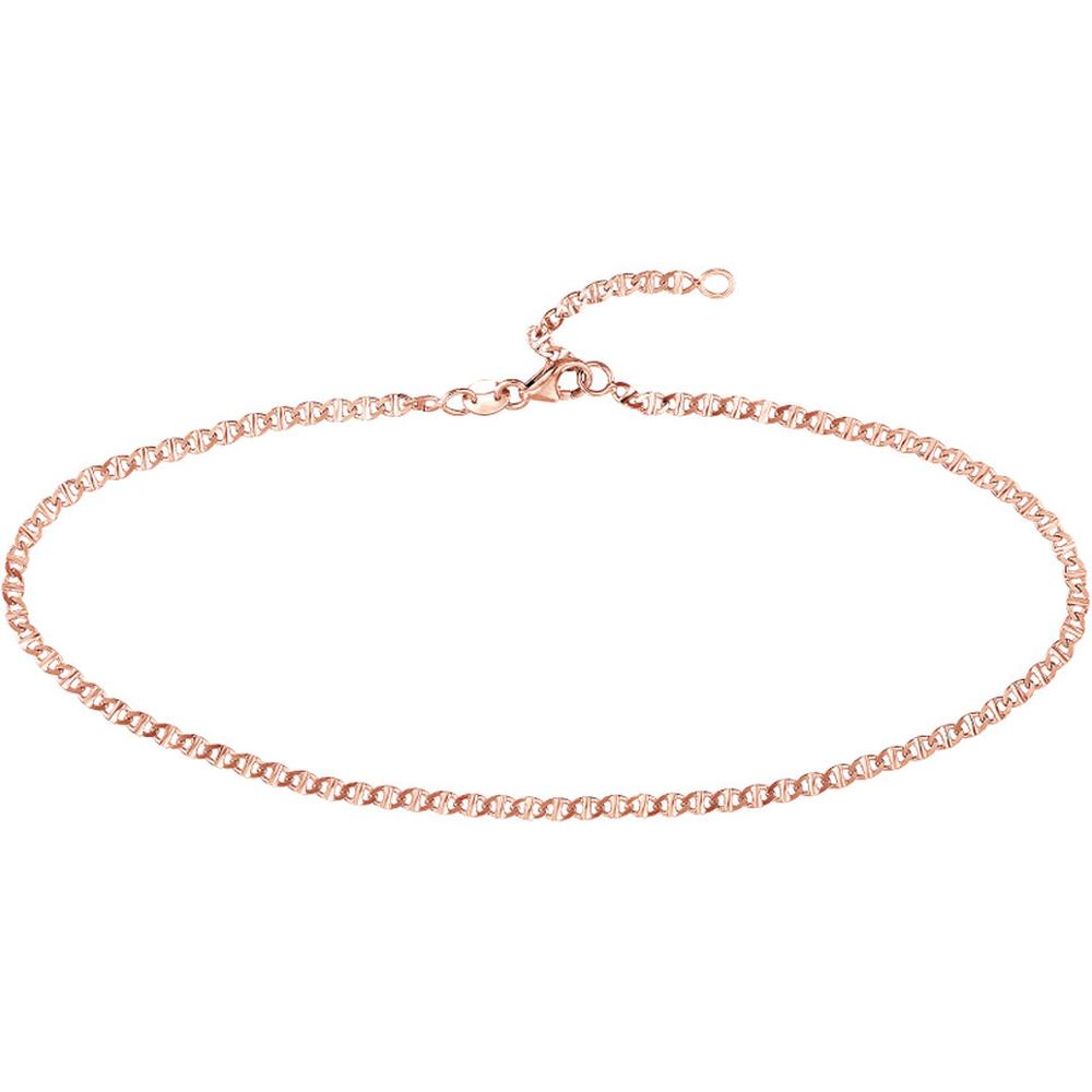 Olas d'Oro - 14K Rose Gold Adjustable Flat Mariner Chain Anklet - 9-10 inches, 1.93 Grams Average Weight
