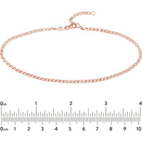 Olas d'Oro - 14K Rose Gold Adjustable Flat Mariner Chain Anklet - 9-10 inches, 1.93 Grams Average Weight