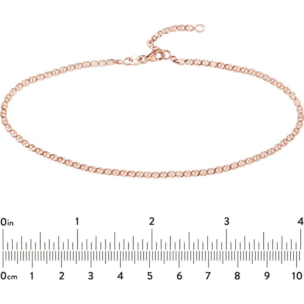 Olas d'Oro - 14K Rose Gold Adjustable Flat Mariner Chain Anklet - 9-10 inches, 1.93 Grams Average Weight