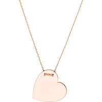 Olas d'Oro - 14K Rose Gold Adjustable Heart Plate Engravable Necklace - 3.50 Grams Weight
