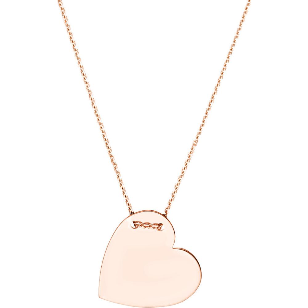 Olas d'Oro - 14K Rose Gold Adjustable Heart Plate Engravable Necklace - 3.50 Grams Weight