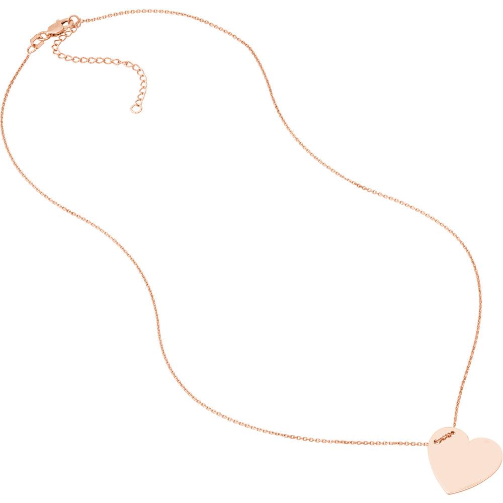 Olas d'Oro - 14K Rose Gold Adjustable Heart Plate Engravable Necklace - 3.50 Grams Weight