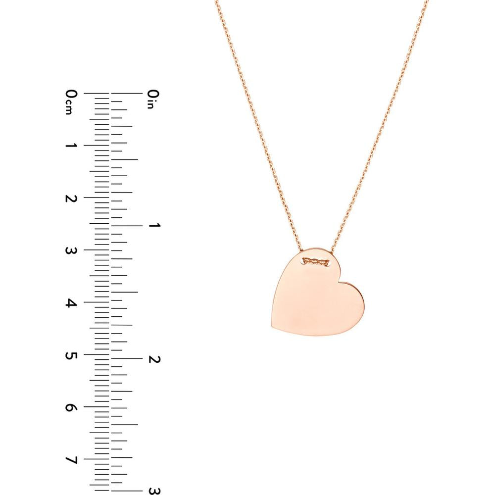 Olas d'Oro - 14K Rose Gold Adjustable Heart Plate Engravable Necklace - 3.50 Grams Weight