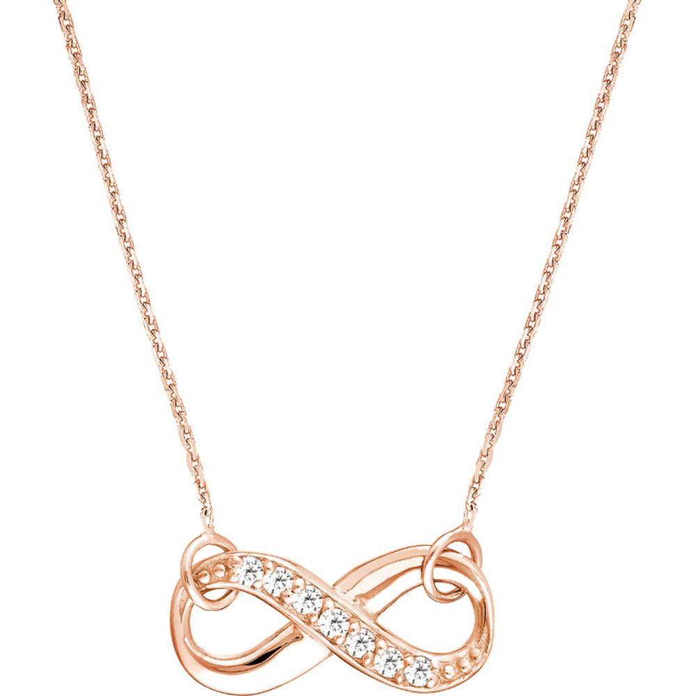 Olas d'Oro - 14K Rose Gold Adjustable Infinity Necklace with 1/15 Carat Total Diamond Weight