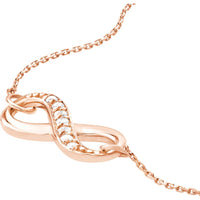 Olas d'Oro - 14K Rose Gold Adjustable Infinity Necklace with 1/15 Carat Total Diamond Weight