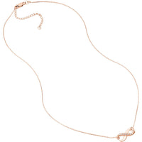 Olas d'Oro - 14K Rose Gold Adjustable Infinity Necklace with 1/15 Carat Total Diamond Weight