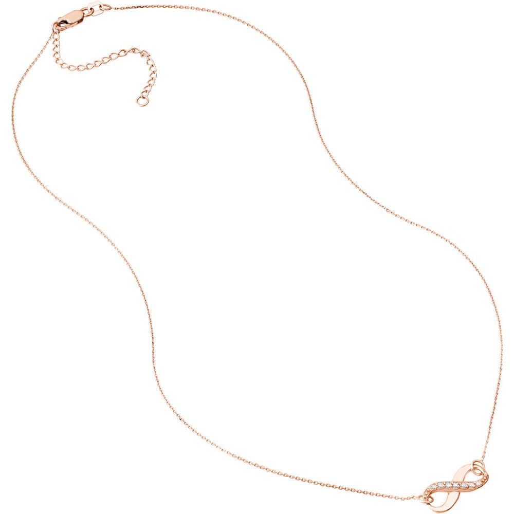 Olas d'Oro - 14K Rose Gold Adjustable Infinity Necklace with 1/15 Carat Total Diamond Weight
