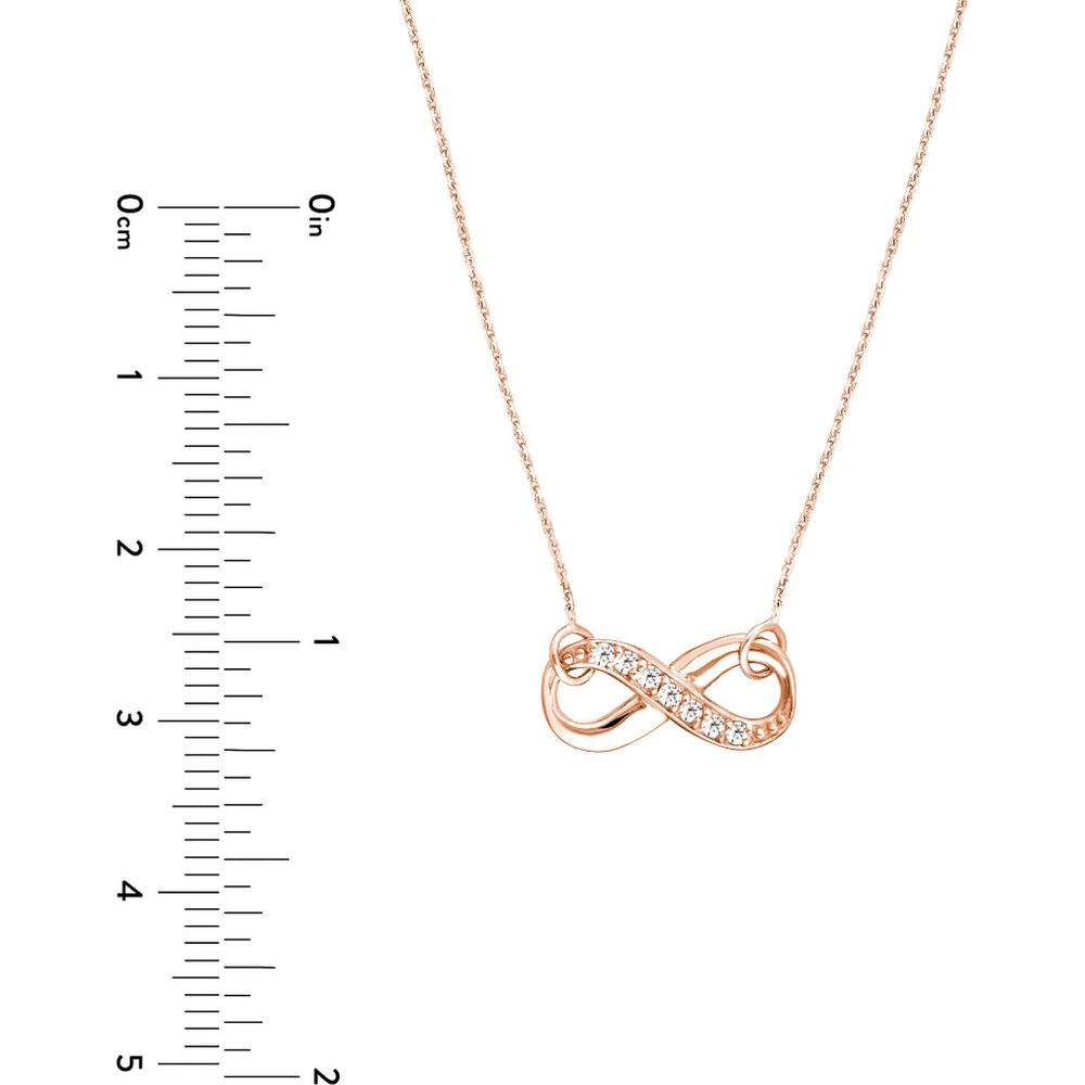 Olas d'Oro - 14K Rose Gold Adjustable Infinity Necklace with 1/15 Carat Total Diamond Weight