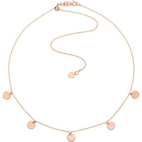 Olas d'Oro - 14K Rose Gold Adjustable Mini Disc Dangle Choker Necklace with Sliding Bead Mechanism