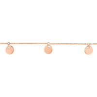 Olas d'Oro - 14K Rose Gold Adjustable Mini Disc Dangle Choker Necklace with Sliding Bead Mechanism