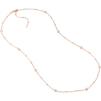 Olas d'Oro - 14K Rose Gold Adjustable Necklace with Diamond Bezels and Bead Stations - 0.27 Carat Total Diamond Weight