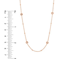 Olas d'Oro - 14K Rose Gold Adjustable Necklace with Diamond Bezels and Bead Stations - 0.27 Carat Total Diamond Weight