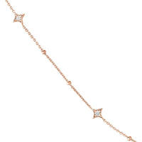 Olas d'Oro - 14K Rose Gold Adjustable Necklace with Diamond Star Bezels - 0.27 Carat Total Diamond Weight