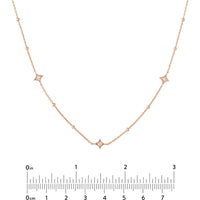 Olas d'Oro - 14K Rose Gold Adjustable Necklace with Diamond Star Bezels - 0.27 Carat Total Diamond Weight