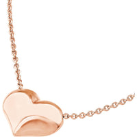 Olas d'Oro - 14K Rose Gold Adjustable Puffy Heart Necklace - 2.03 Grams