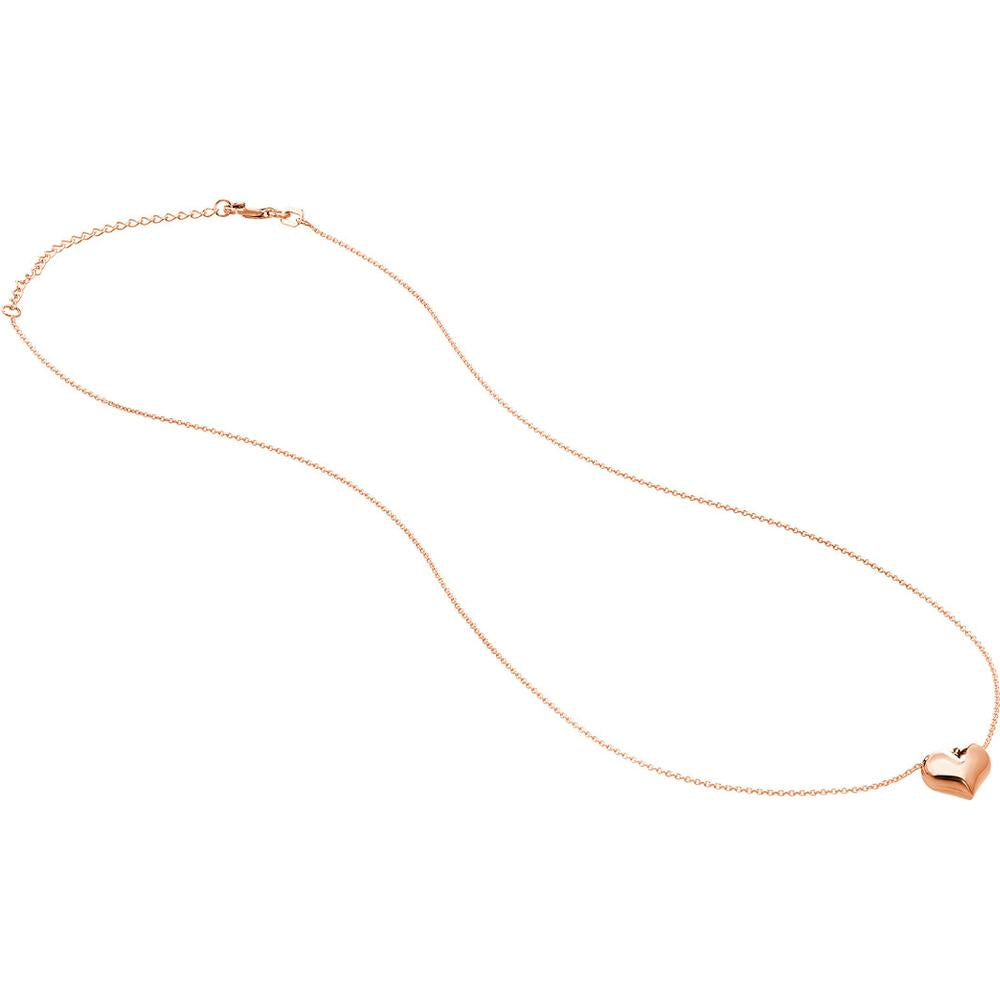 Olas d'Oro - 14K Rose Gold Adjustable Puffy Heart Necklace - 2.03 Grams