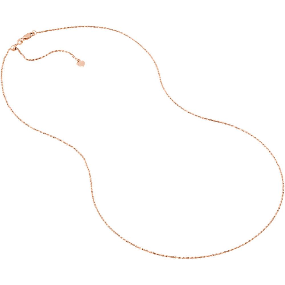 Olas d'Oro - 14K Rose Gold Adjustable Rope Chain Necklace with Silicone Slider - 22 inches, 3.25 grams