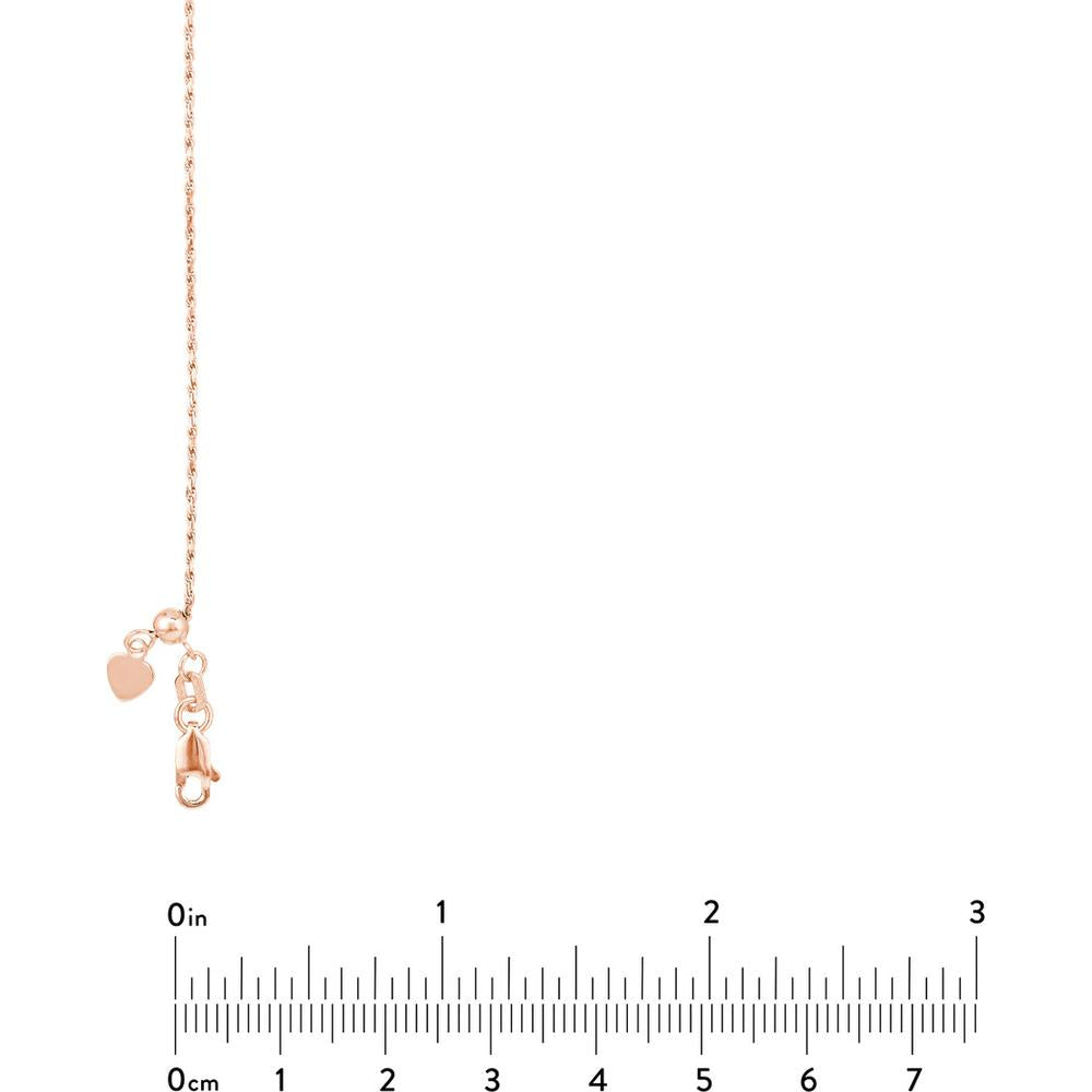 Olas d'Oro - 14K Rose Gold Adjustable Rope Chain Necklace with Silicone Slider - 22 inches, 3.25 grams