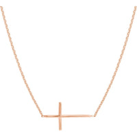 Olas d'Oro - 14K Rose Gold Adjustable Sideways Cross Pendant Necklace 1.79 Grams