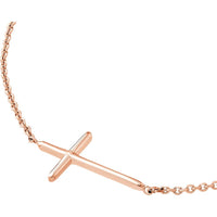 Olas d'Oro - 14K Rose Gold Adjustable Sideways Cross Pendant Necklace 1.79 Grams