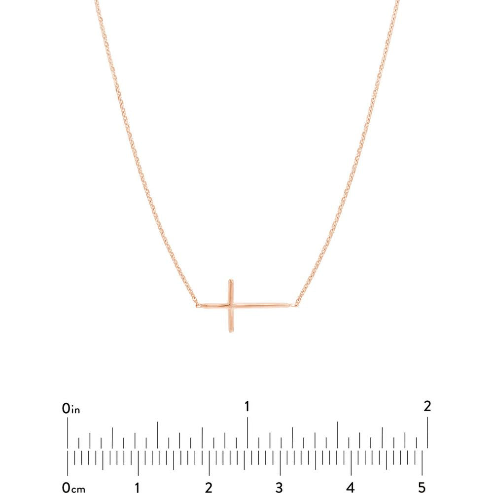Olas d'Oro - 14K Rose Gold Adjustable Sideways Cross Pendant Necklace 1.79 Grams