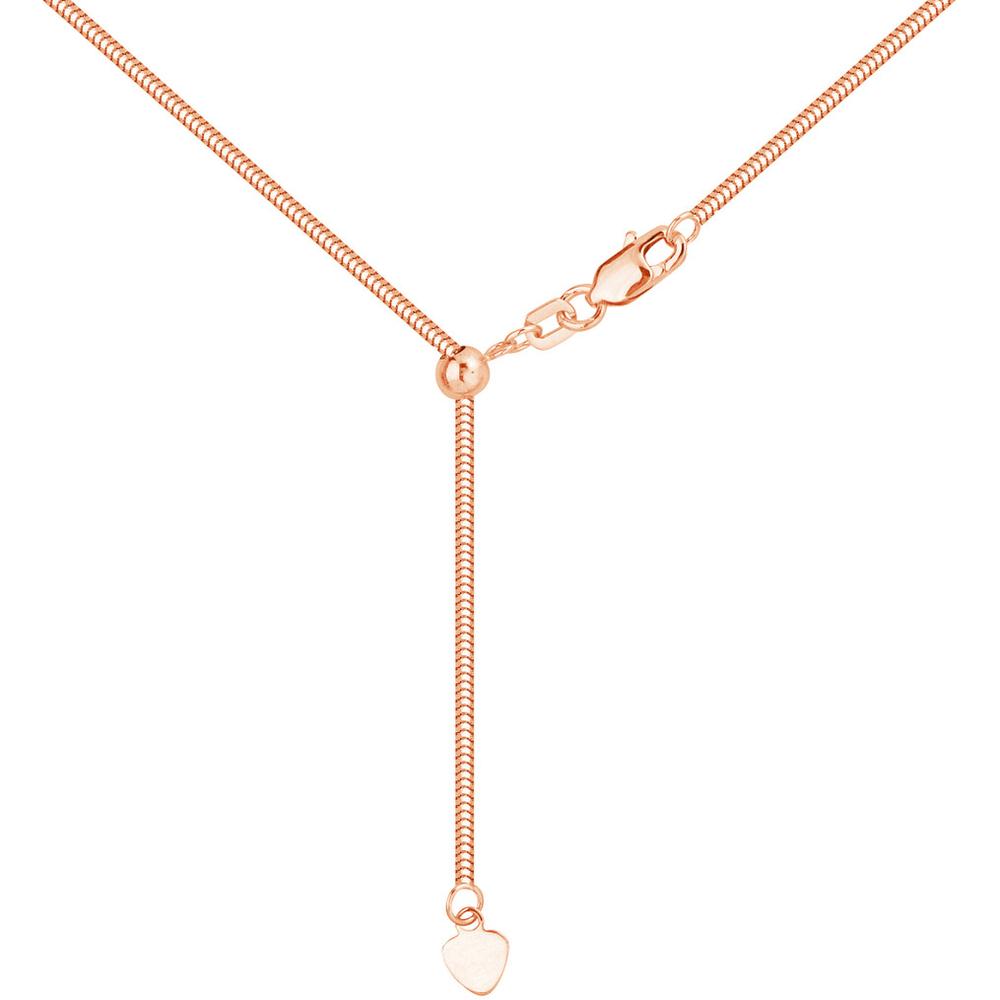 Olas d'Oro - 14K Rose Gold Adjustable Snake Chain Necklace with Silicone Slider - 22" Length