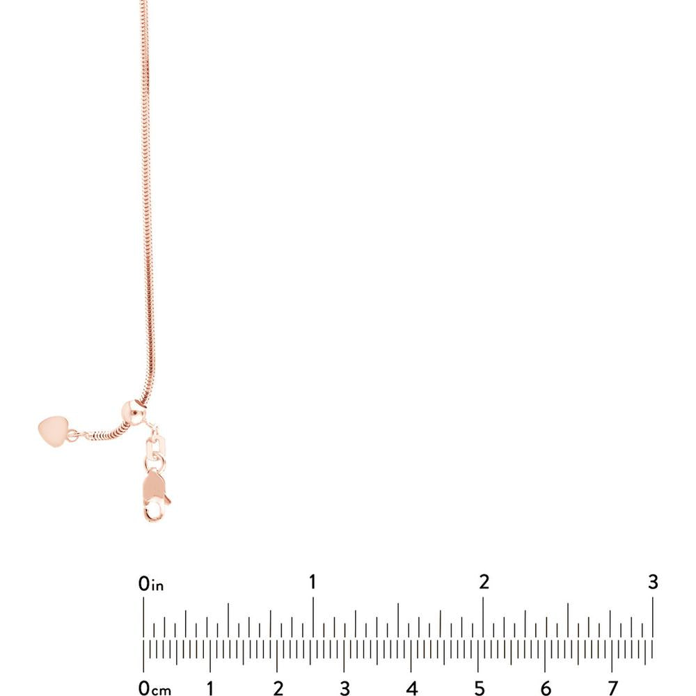 Olas d'Oro - 14K Rose Gold Adjustable Snake Chain Necklace with Silicone Slider - 22" Length