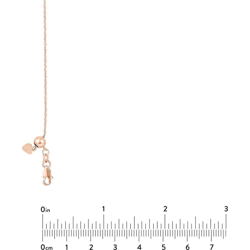 Olas d'Oro - 14K Rose Gold Adjustable Sparkle Chain Necklace with Silicone Slider - 22" Length