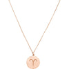 Olas d'Oro - 14K Rose Gold Aries Organic Disc Pendant Necklace with Ram Symbol Engraving