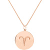 Olas d'Oro - 14K Rose Gold Aries Organic Disc Pendant Necklace with Ram Symbol Engraving