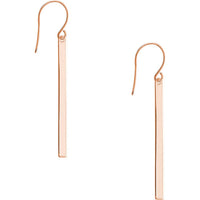 Olas d'Oro - 14K Rose Gold Bar Dangle Earrings with Fish Hook Closure - 2.75 Grams Total Weight