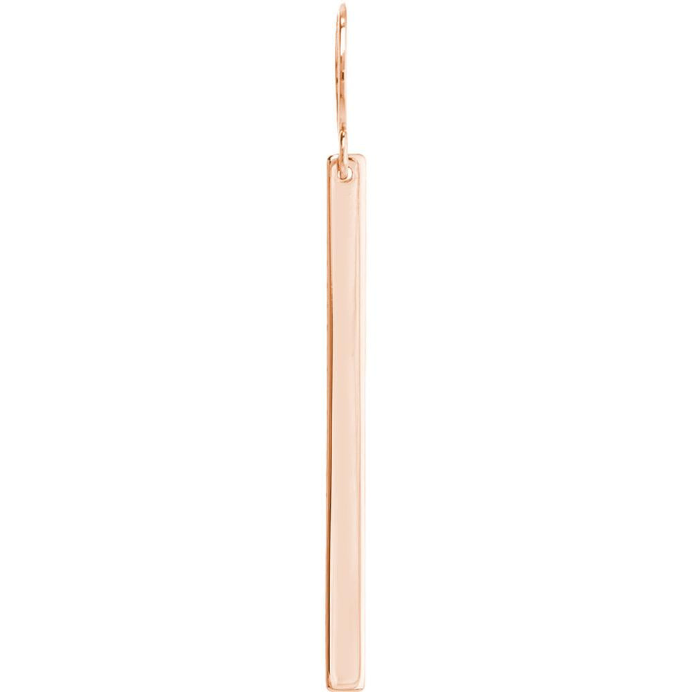 Olas d'Oro - 14K Rose Gold Bar Dangle Earrings with Fish Hook Closure - 2.75 Grams Total Weight