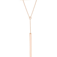 Olas d'Oro - 14K Rose Gold Bar Lariat Adjustable Necklace with Personalized Engraving - 2.85g
