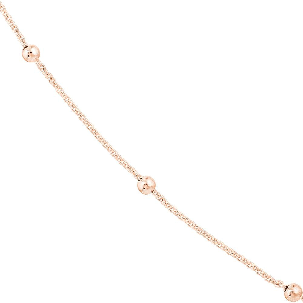 Olas d'Oro - 14K Rose Gold Bead Station Adjustable Necklace with Lobster Clasp