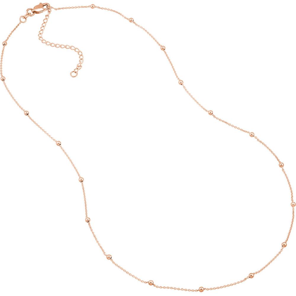 Olas d'Oro - 14K Rose Gold Bead Station Adjustable Necklace with Lobster Clasp