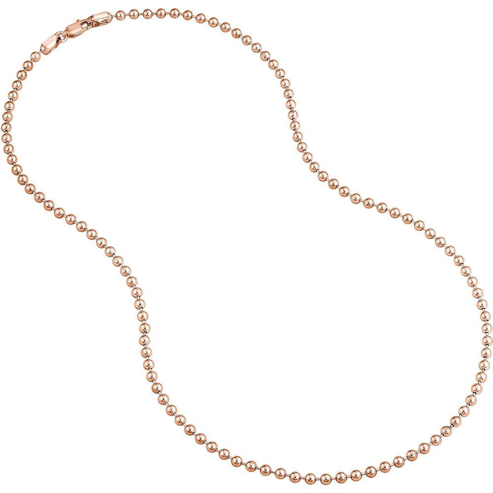 Olas d'Oro - 14K Rose Gold Beaded Chain Necklace - 20" Length - 3mm Beads - 15.21 grams