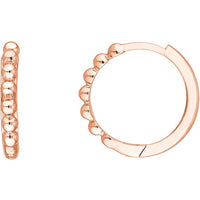 Olas d'Oro - 14K Rose Gold Beaded Huggie Hoop Earrings 1.72 Grams