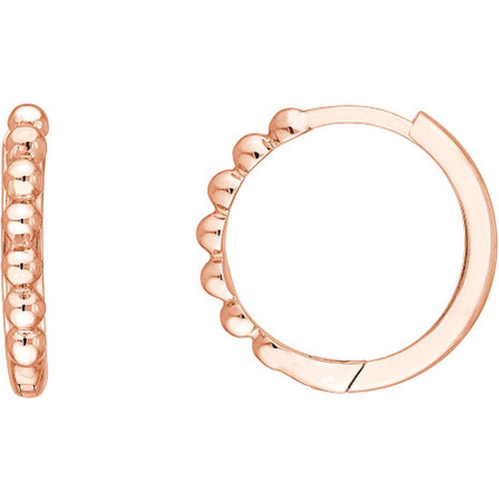 Olas d'Oro - 14K Rose Gold Beaded Huggie Hoop Earrings 1.72 Grams