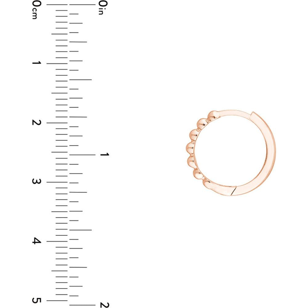 Olas d'Oro - 14K Rose Gold Beaded Huggie Hoop Earrings 1.72 Grams