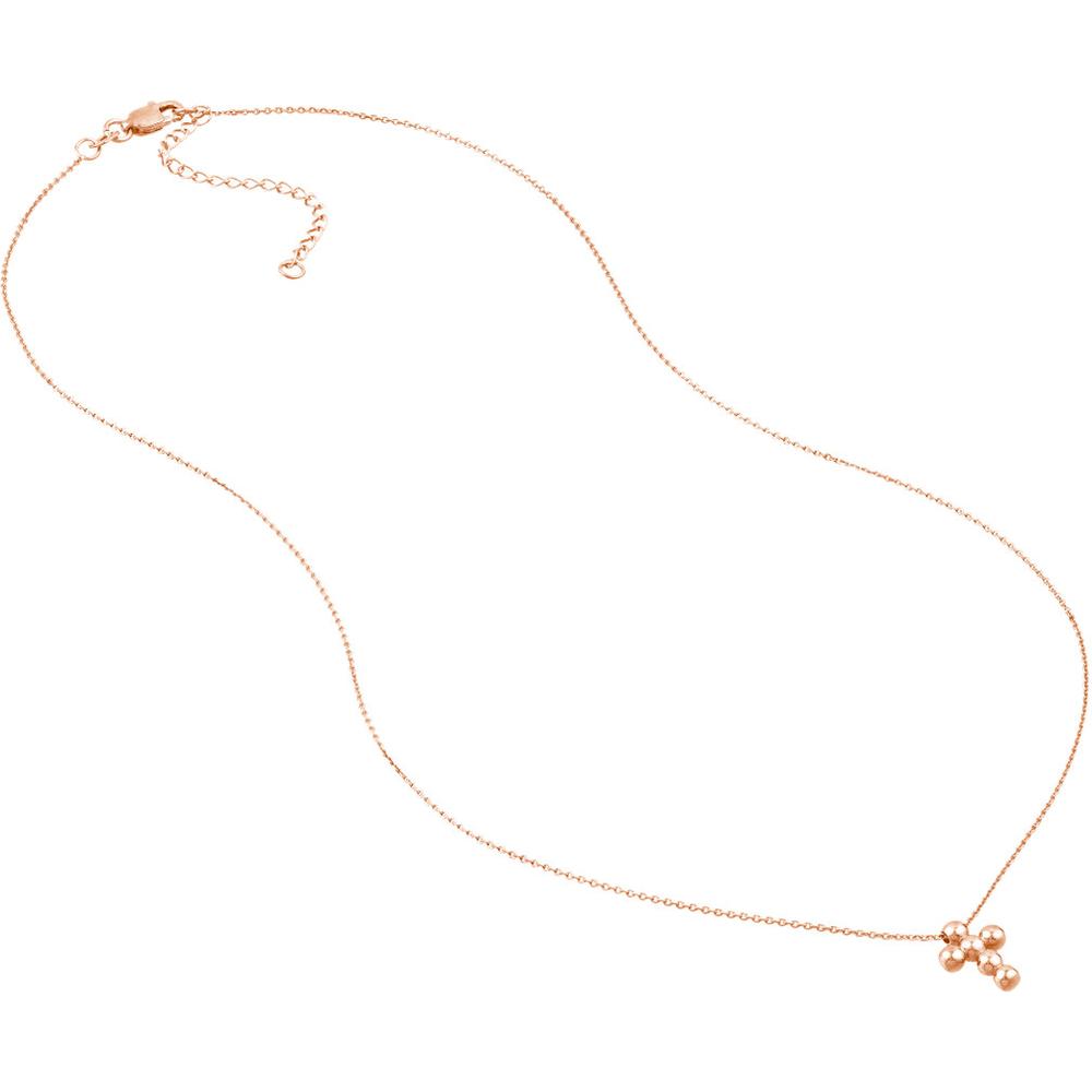 Olas d'Oro - 14K Rose Gold Beaded Mini Cross Adjustable Necklace - 2.59 Grams